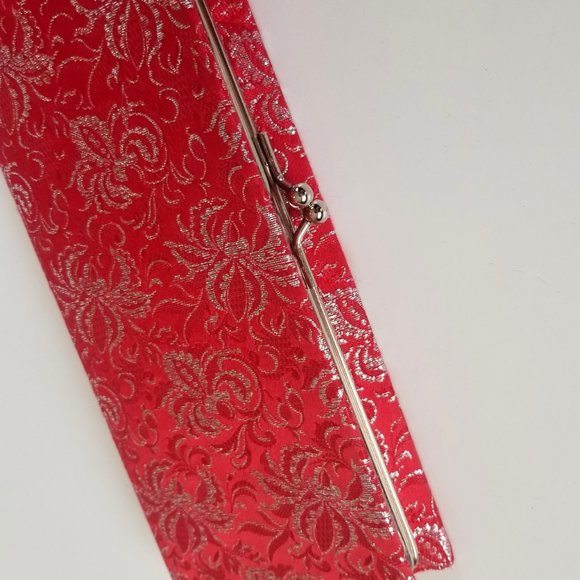 P & B Vintage Clutch Red & Silver Damask p… - Picture 3 of 7